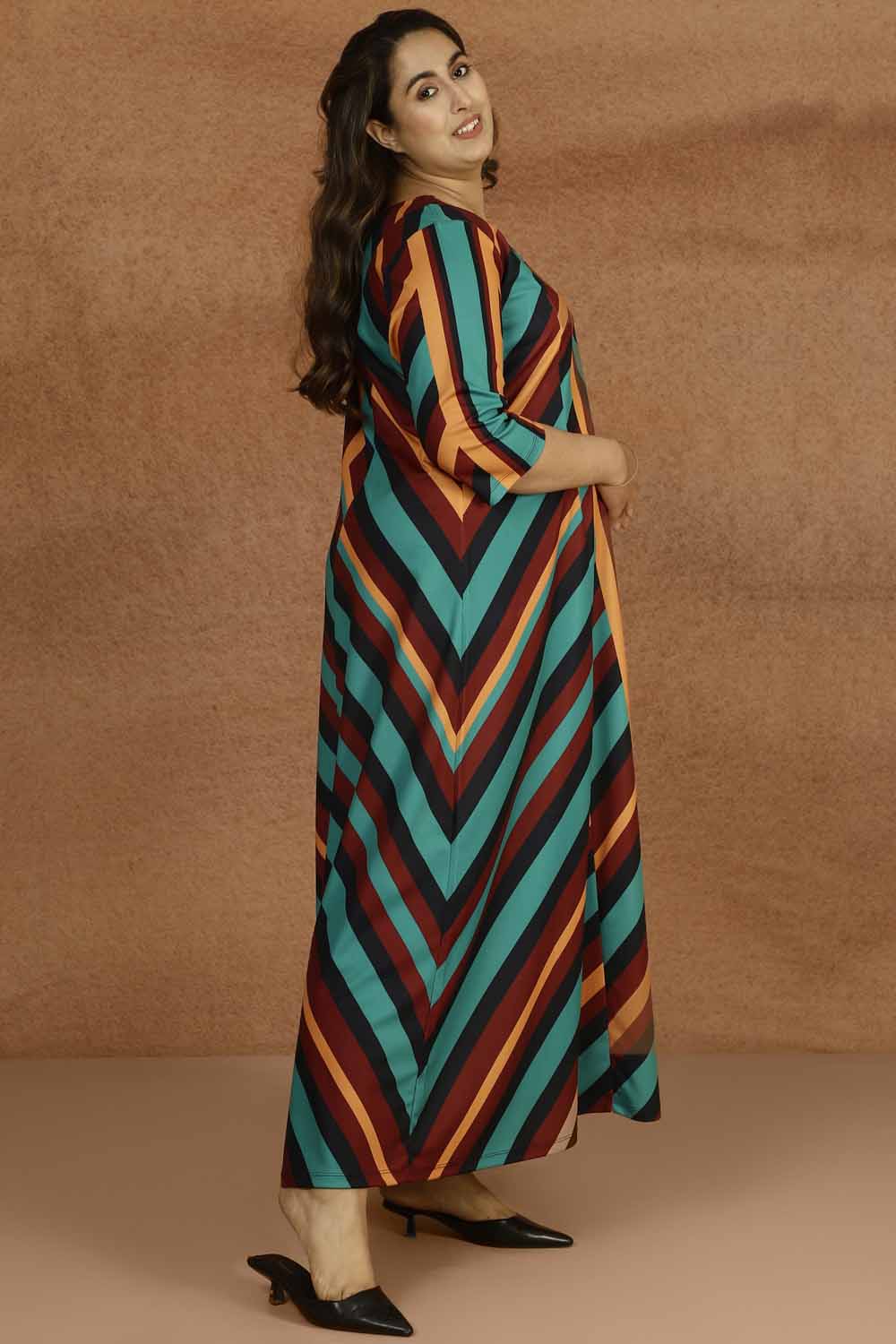 Bright Stripe Plus Size Ombre Dress for Women