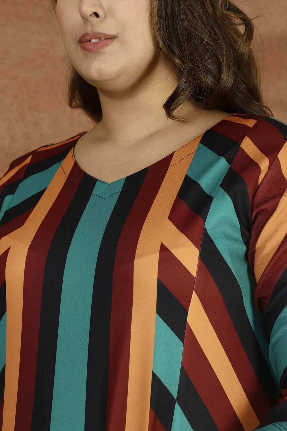 Plus Size Bright Stripe Plus Size Ombre Dress