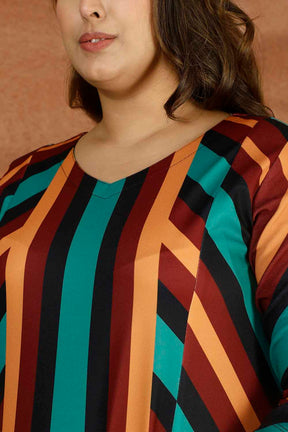 Bright Stripe Plus Size Ombre Dress