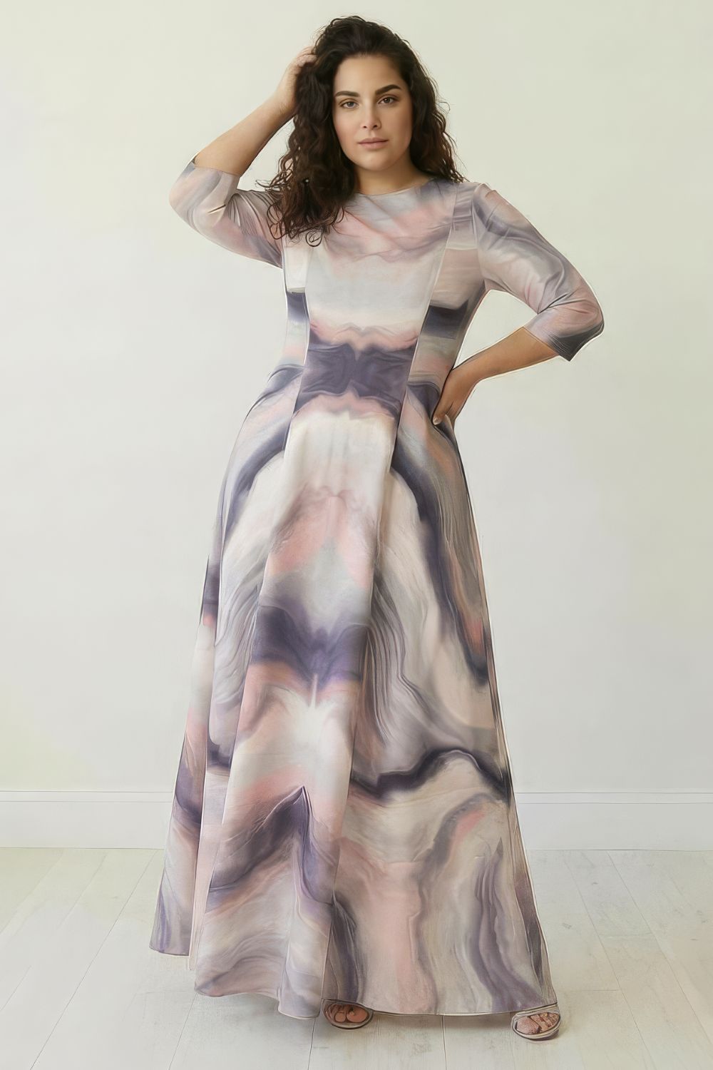 Pink Marbel Printed Dress