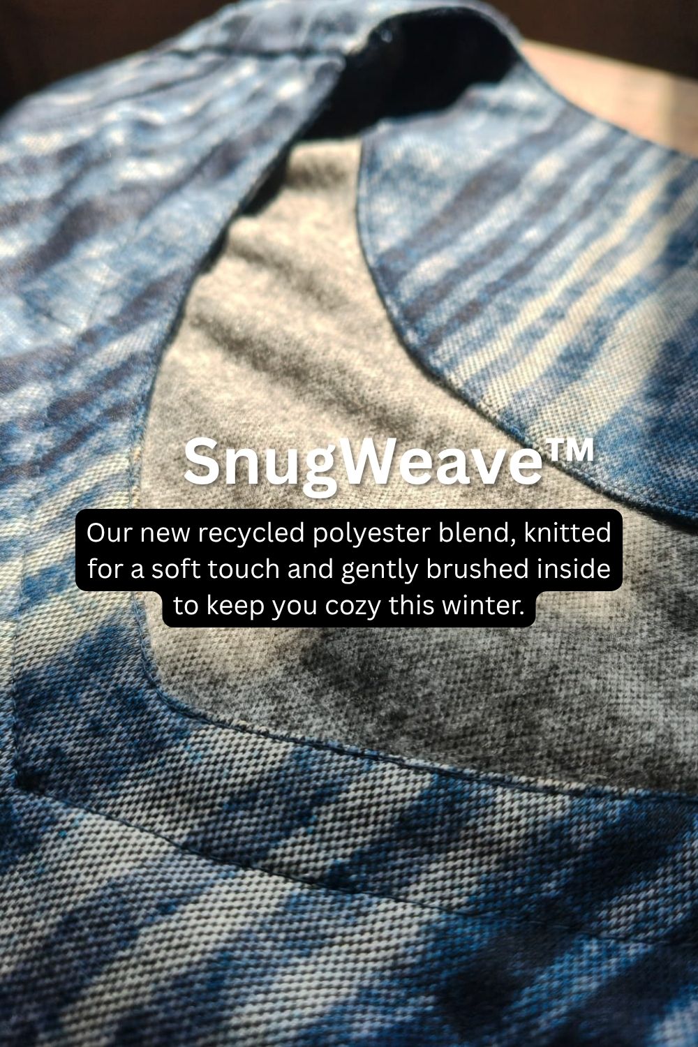 Plus Size Blue Vertical Stripe SnugWeave™ Winter Dress