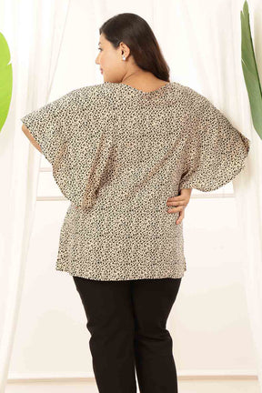 Plus Size Flare Sleeve Leopard Print Top