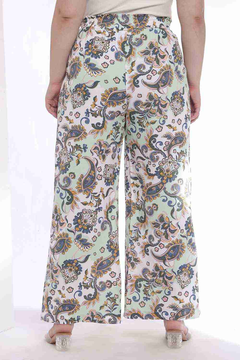 Plus Size Green Paisley Print Shirt Coord Set
