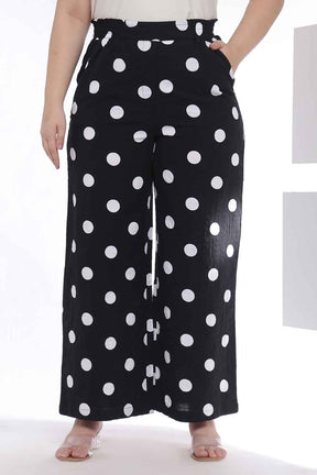 Plus Size Black Polka Print Kurta Coord Set