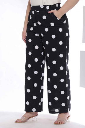 Plus Size Black Polka Print Kurta Coord Set