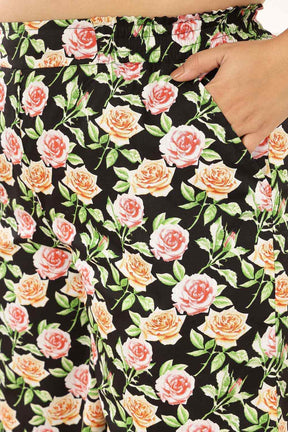 Plus Size Black Floral Shirt Cotton Coord Set