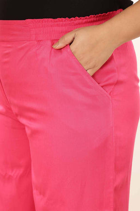 Plus Size Pink Rayon Twill Shirt Coord Set