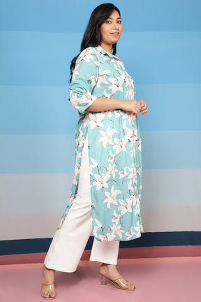 Green Lillies Kurta cum Shrug
