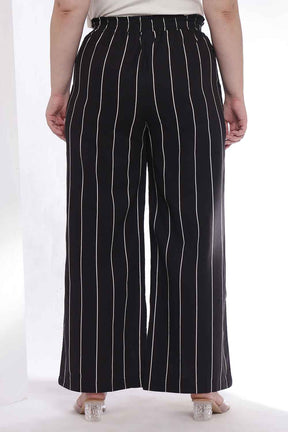 Plus Size Black Vertical Stripe Kurta Coord Set