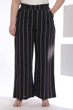 Plus Size Black Vertical Stripe Kurta Coord Set
