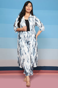 Plus Size Indigo Tie Dye Printed Coord Set