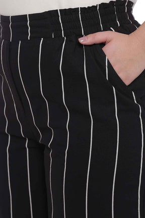 Plus Size Black Vertical Stripe Kurta Coord Set