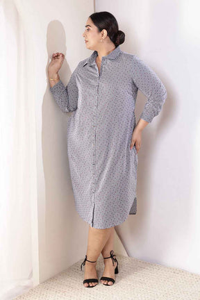 Plus Size Little Beatle Striped Cotton Shirt Dress