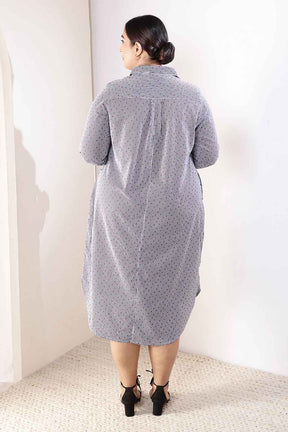 Plus Size Little Beatle Striped Cotton Shirt Dress