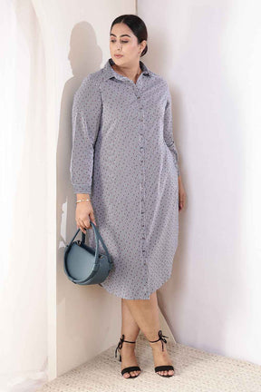 Plus Size Little Beatle Striped Cotton Shirt Dress