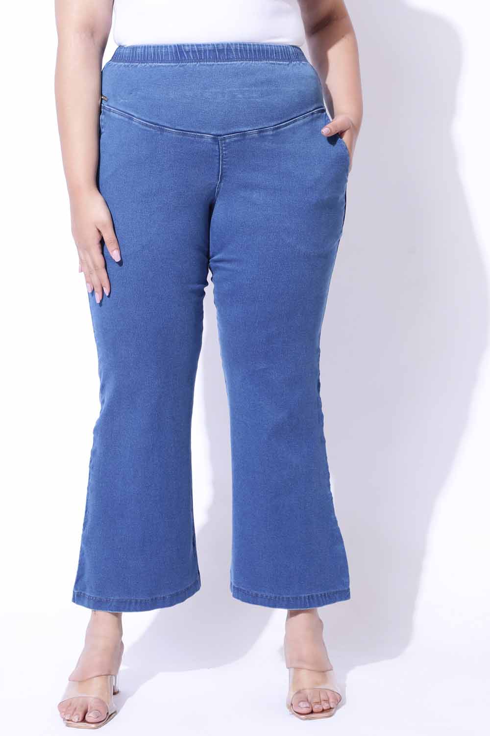 CL Womens Plus Size Blue Denim Stretch Crop Ripped Jeans Skinny Distressed  Pants (14) at  Women's Jeans store