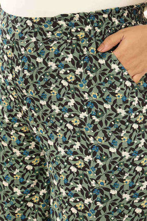 Plus Size Olive Floral Shirt Coord Set