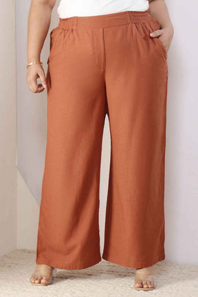 Plus Size  Mocha Brown Cotton Linen Shirt Coord Set