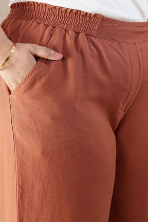 Plus Size  Mocha Brown Cotton Linen Shirt Coord Set