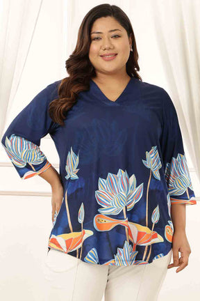 Plus Size Blue Floral Top