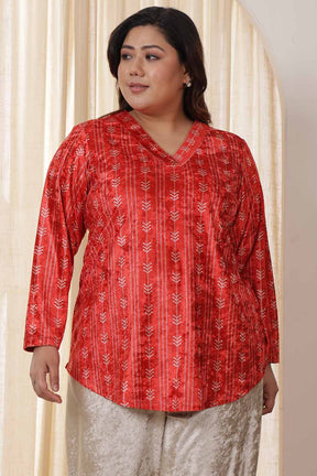 Plus Size Red Velvet Top