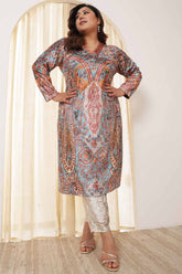 Plus Size Multicolor Ethnic Velvet Kurta