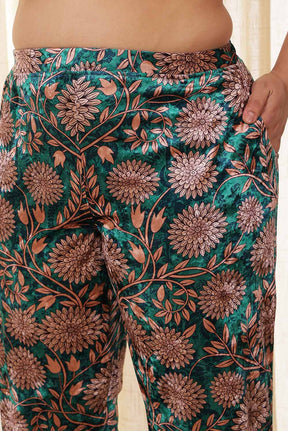 Plus Size Green Floral Velvet Coord Set