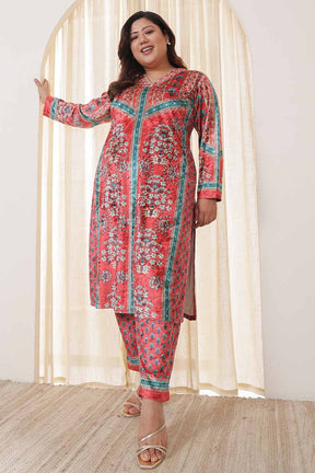 Plus Size Red Teal Velvet Coord Set