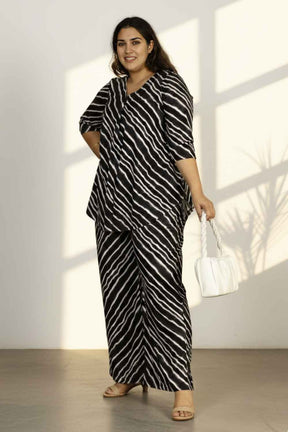 Plus Size Black Leheriya Coord Set