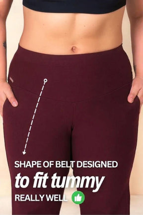 Plus Size Wine Red Tummy Shaper Flare Pants