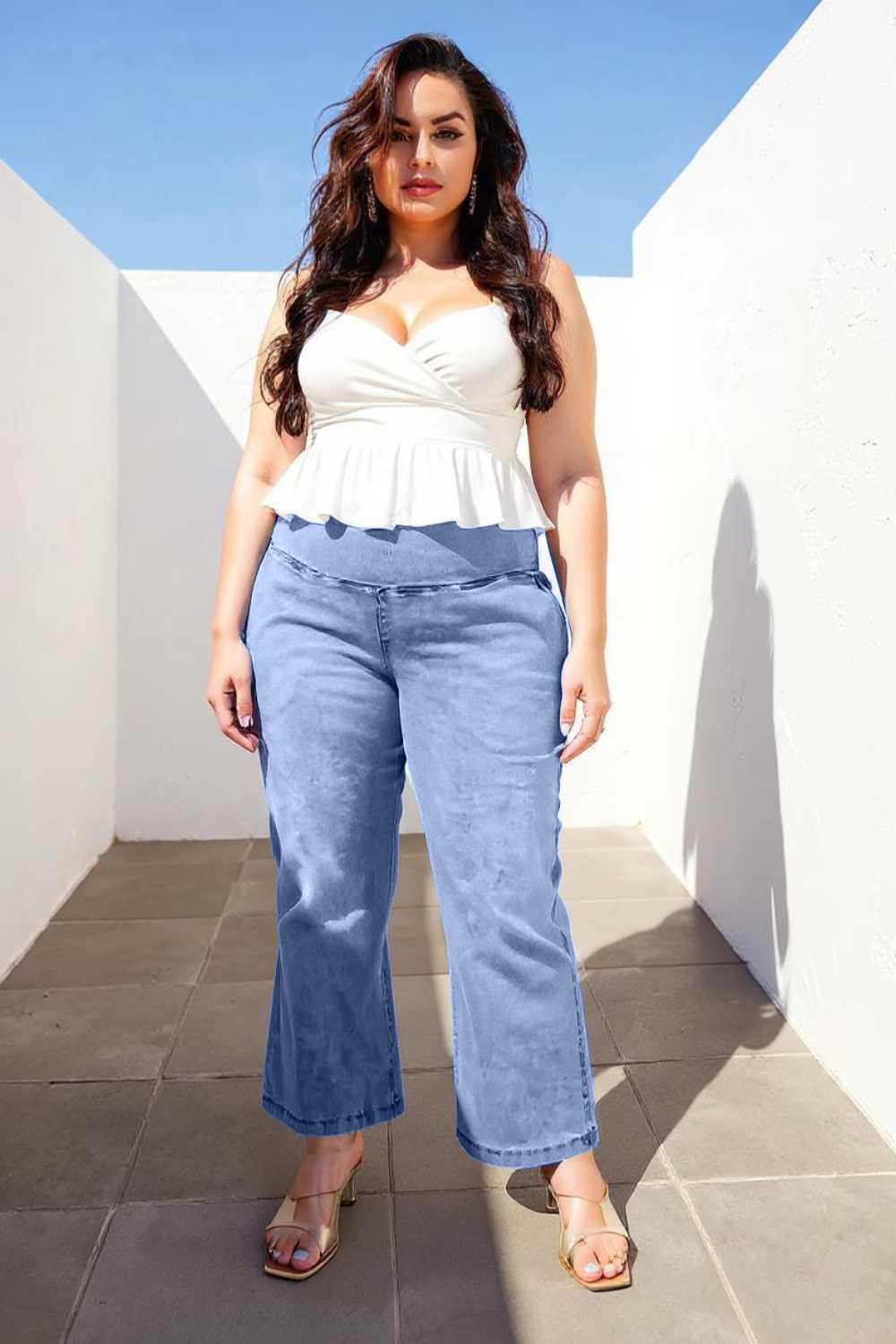Plus Size Light Blue Fade Flare Jeans