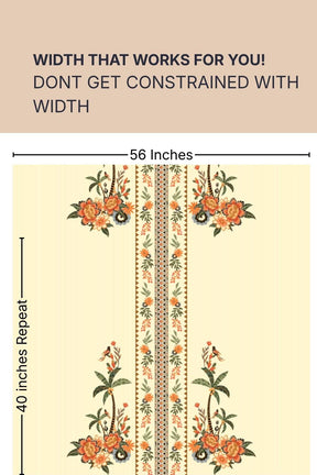 Boho Floral Print Cotton Blend Fabric 56 Inches Width