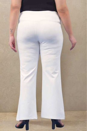 Plus Size White Tummy Shaper Flare Pants
