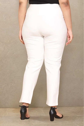 Plus Size White Tummy Shaper Straight Fit Pants