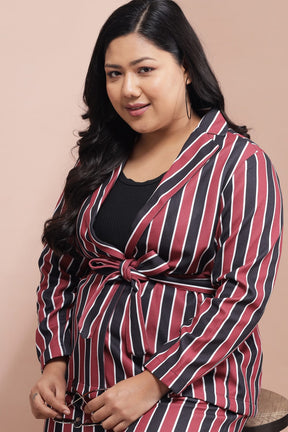 Red Navy Striped Blazer