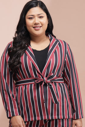 Red Navy Striped Blazer