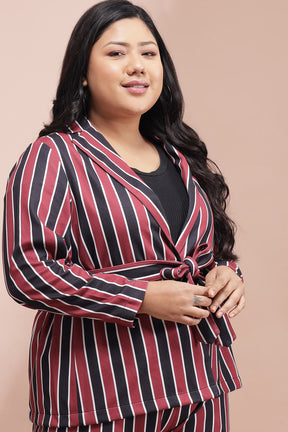 Red Navy Striped Blazer