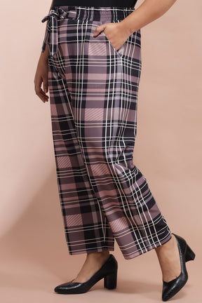 Dusty Pink Black Checkered Pants