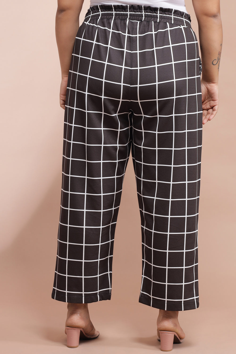 Plus size black deals and white checkered pants
