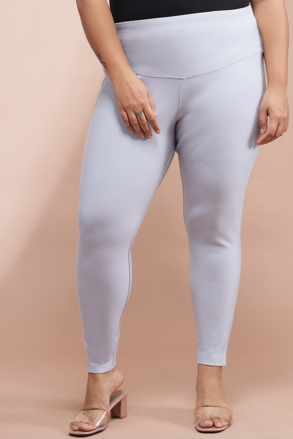 Plus Size Ice Blue Tummy Tucker Jeggings Online in India