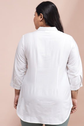 Plus Size White Cotton Shirt