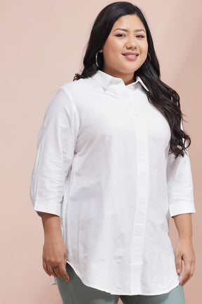 Plus Size White Cotton Shirt