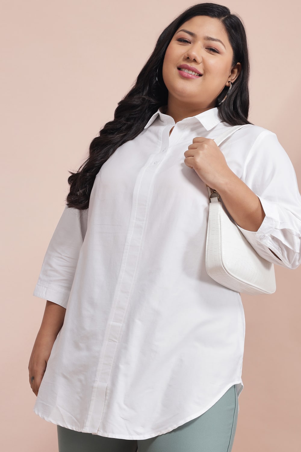 Plus Size White Cotton Shirt