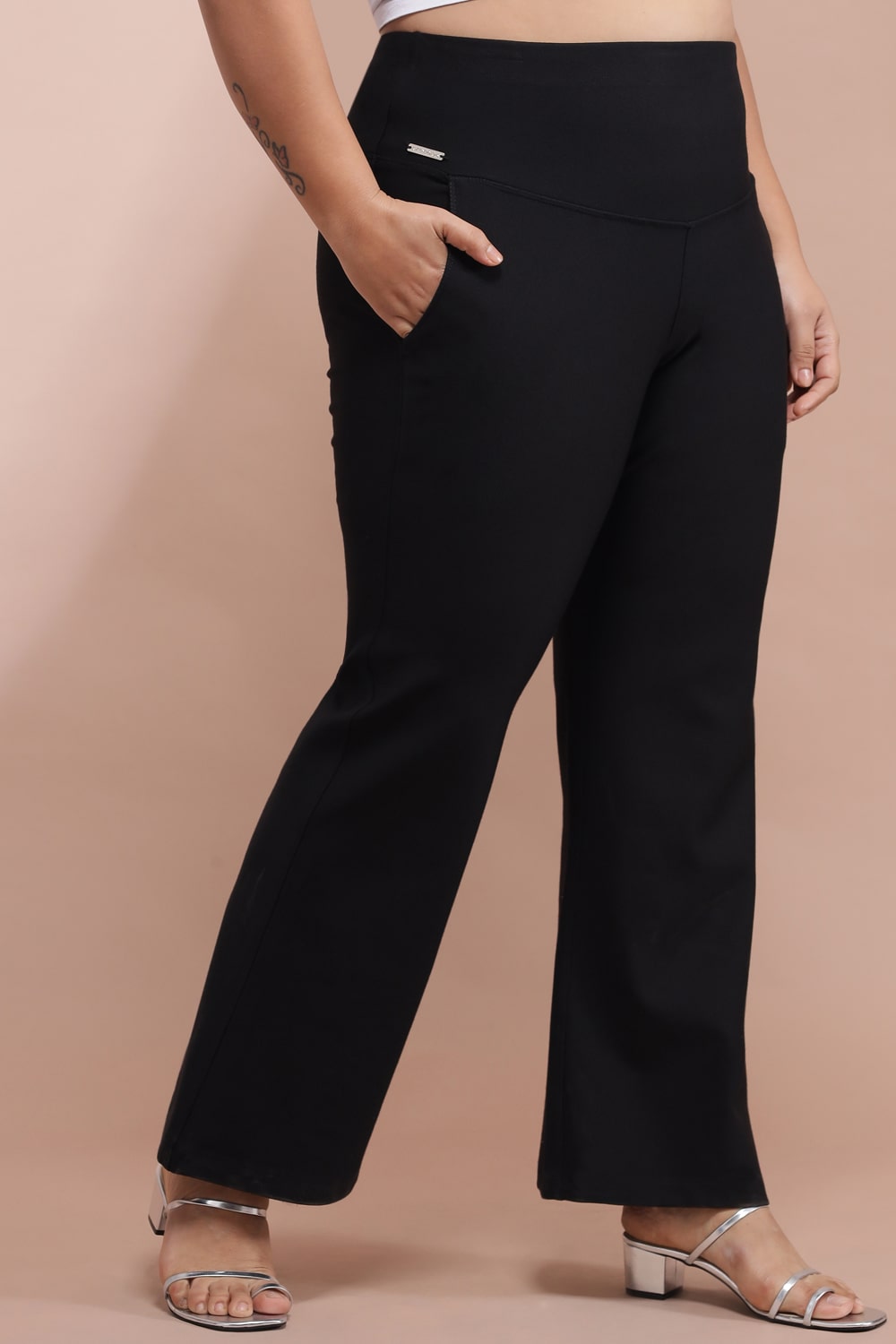 MakeMeChic Women's Plus Size High Waist Flare Pants Bell Bottom Pants Yoga  Pants