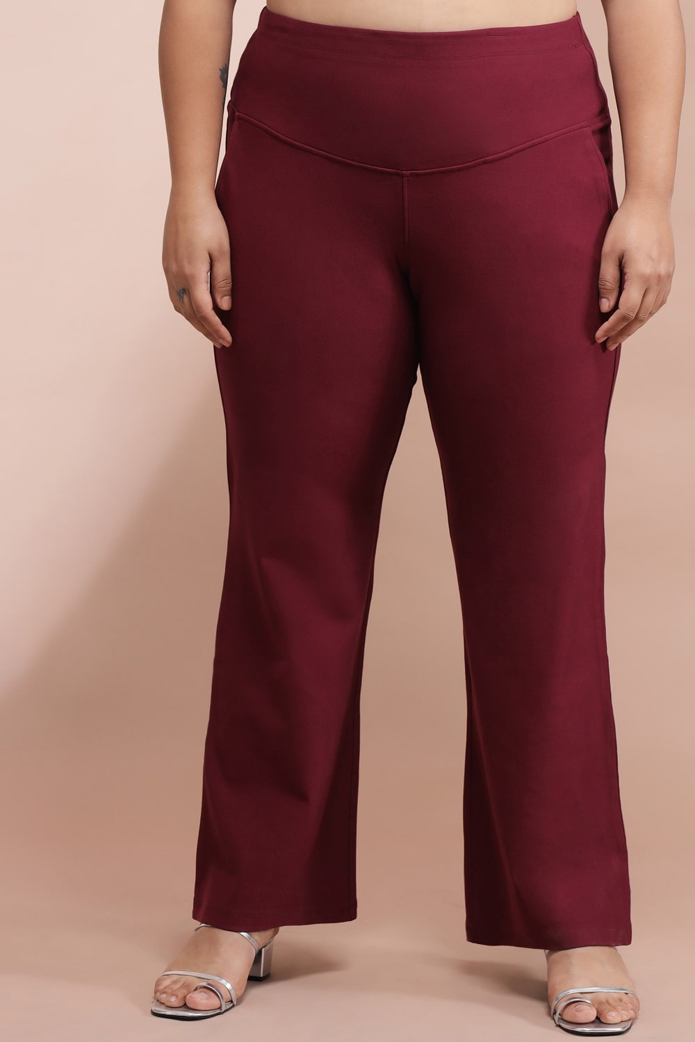 Maroon Tummy Shaper Bell Bottom for Women