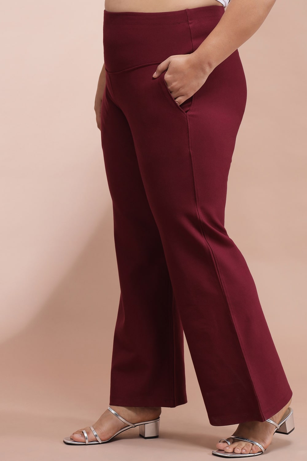 Comfortable Maroon Tummy Shaper Bell Bottom