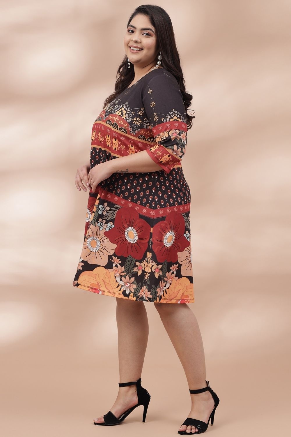 Buy Black Floral Ethnic Dress