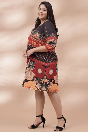Black Floral Ethnic Dress