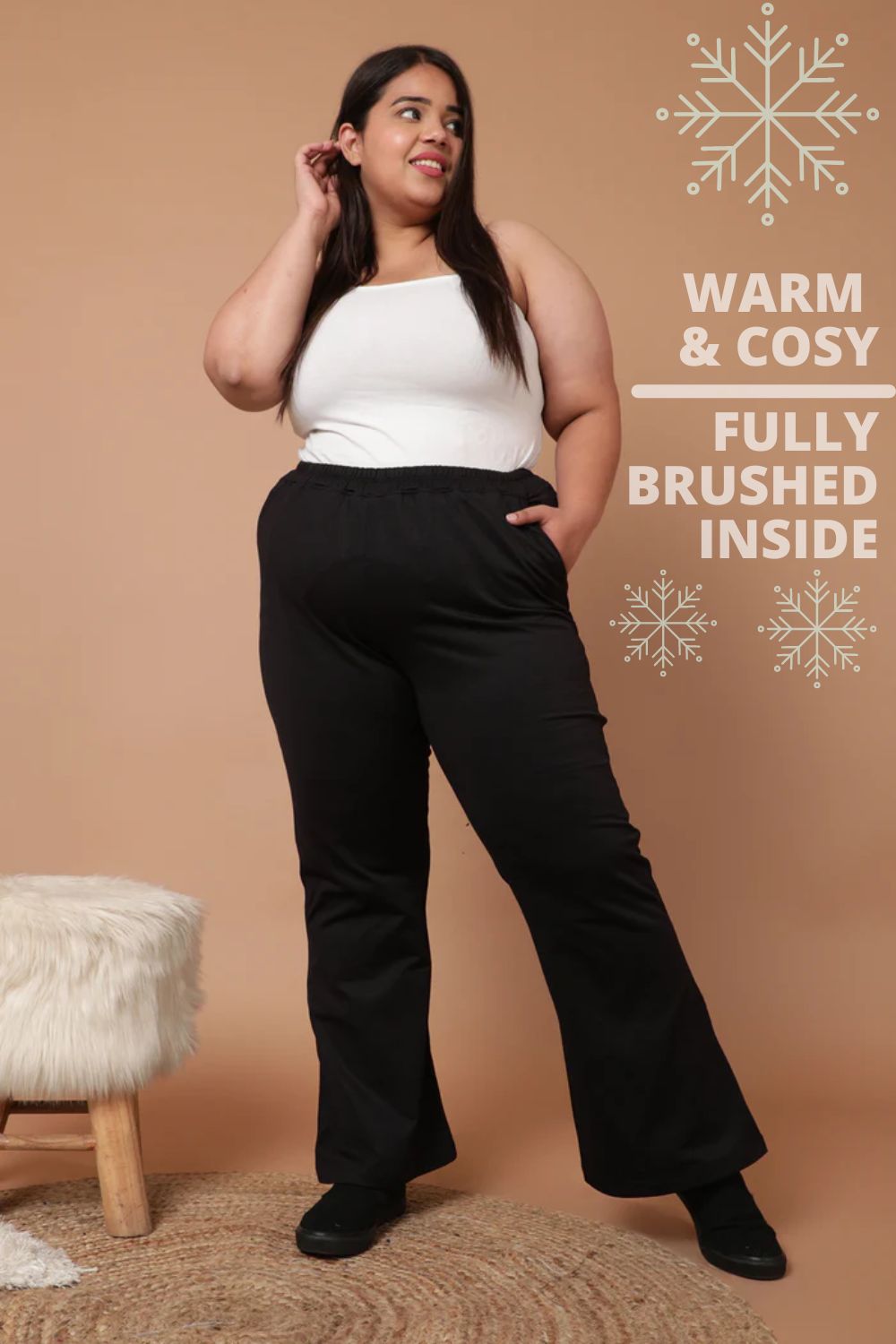 AMYDUS Plus Size Maroon Warm Fleece Winter Leggings for Women - 2XL to 9XL