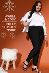 Plus Size Black Leggings in Warm Winter Fleece
